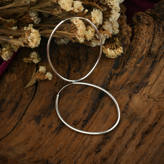 Oval Silver Hoops(5.5cm)