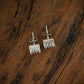 Square Cushion Cut Zircon Silver Earrings