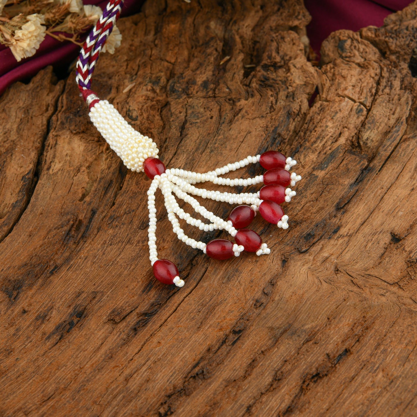 Multi Stone Pearl And Silver Designer Necklace