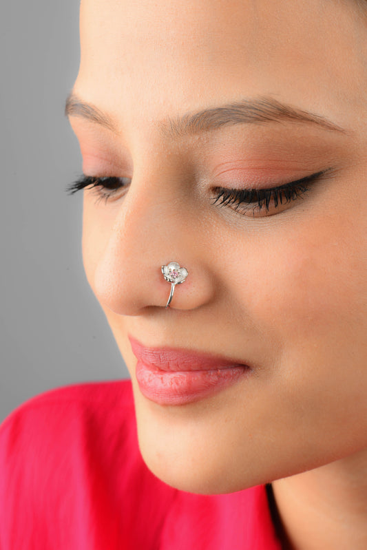 Basanti Silver Nose Pin