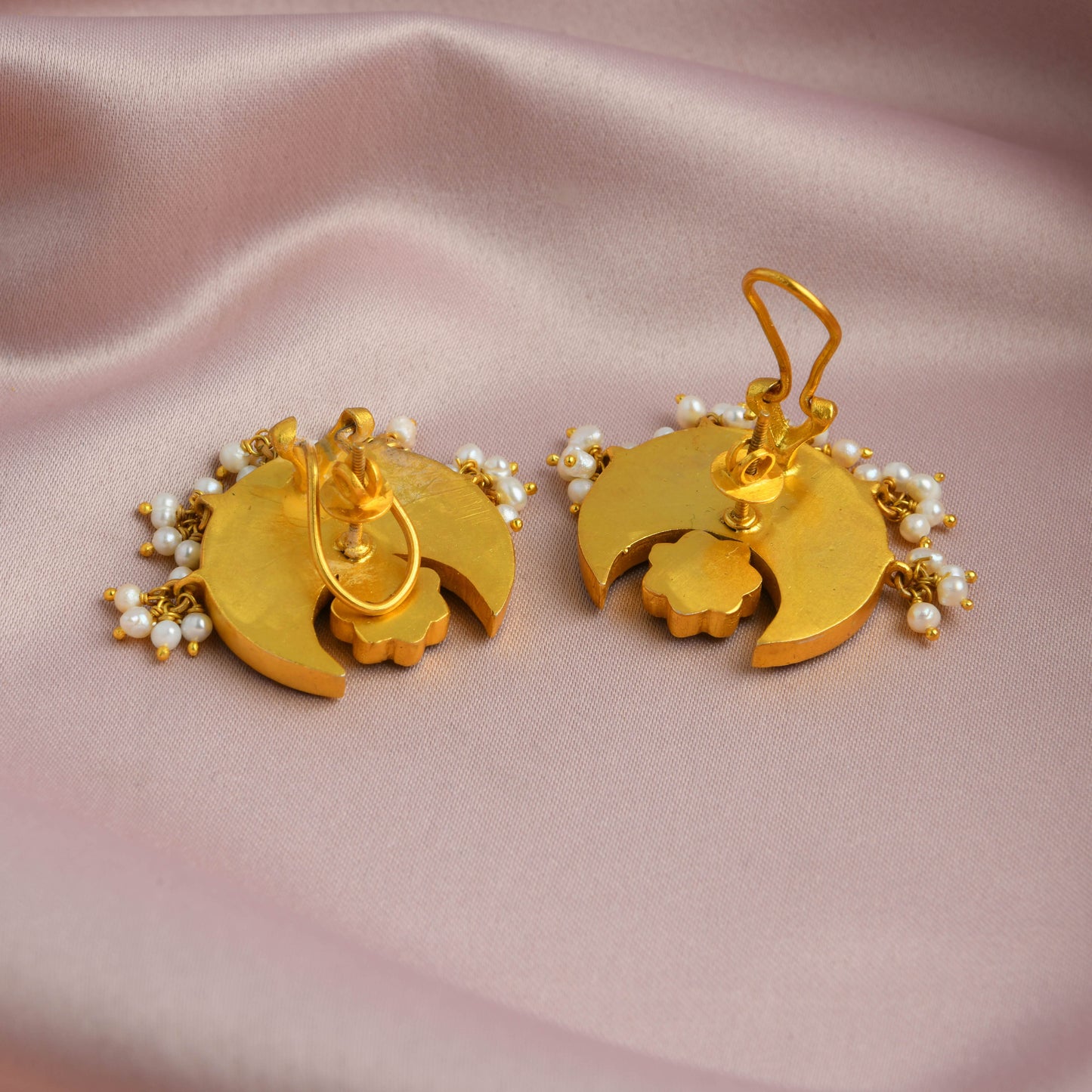 Chand Kundan Gold Plated Silver Earrings
