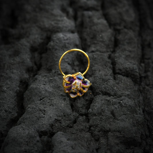 Purple Sensation Gold Plated Silver Nose Pin