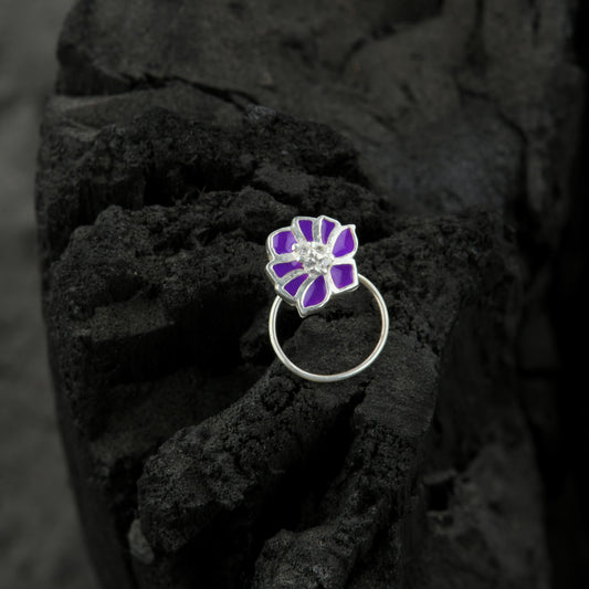 Purple Sensation Silver Nose Pin