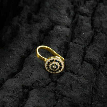 Blue Poppy Enamel Gold Plated Silver Nose Pin