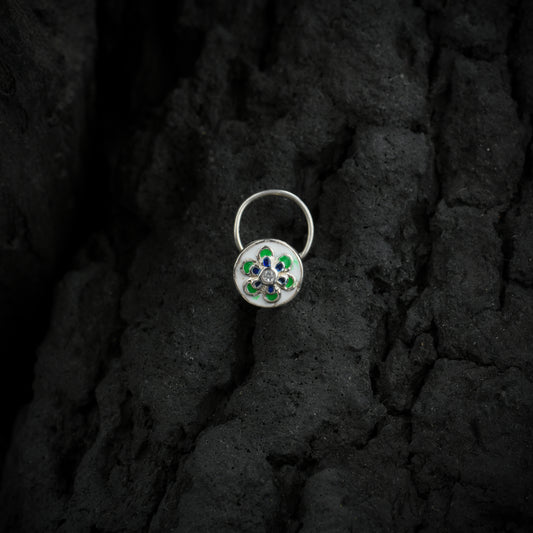 Pinwheel Enamel Silver Nose Pin