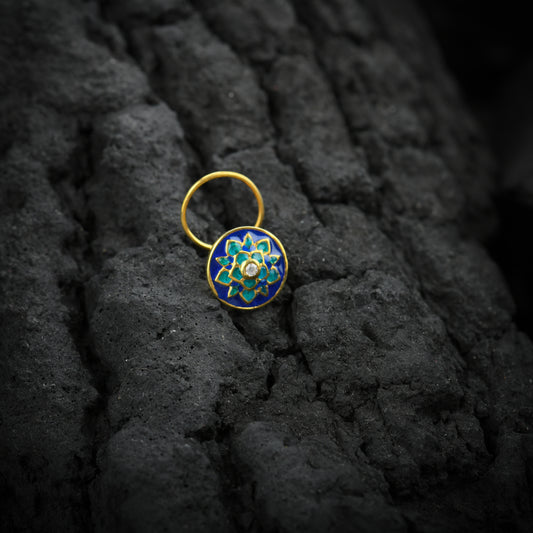 Blue Dahlia Gold Plated Silver Nose Pin