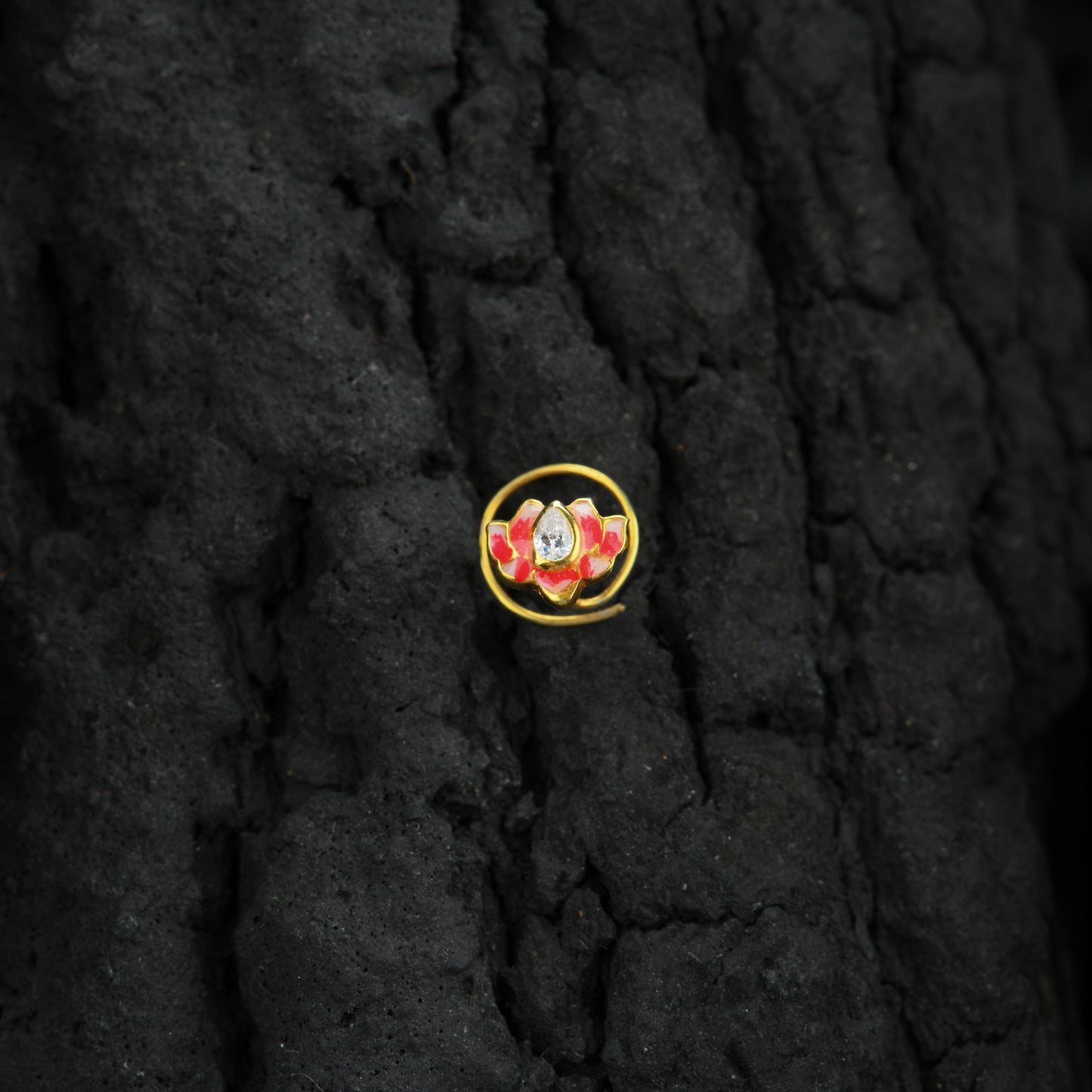 Holy Lotus Gold Plated Silver Nose Pin