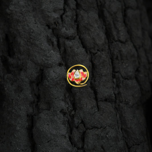 Holy Lotus Gold Plated Silver Nose Pin
