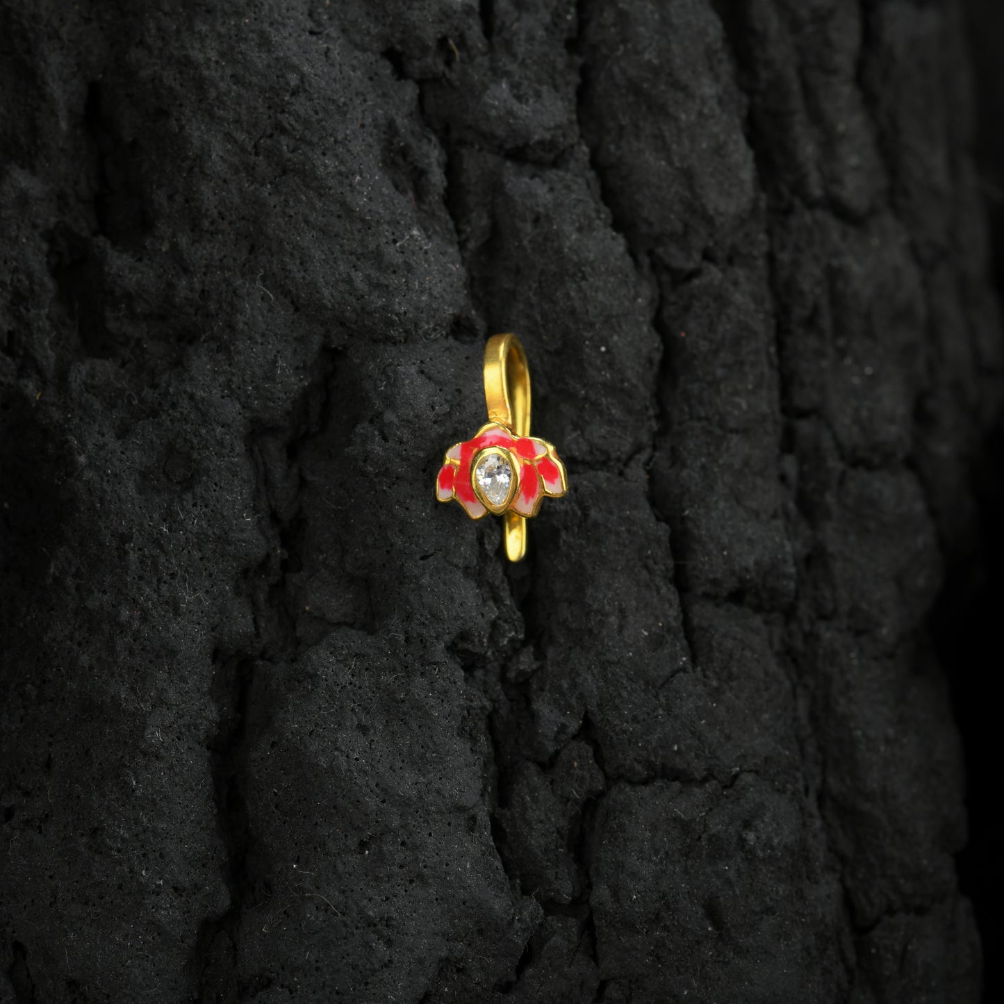 Holy Lotus Gold Plated Silver Nose Pin