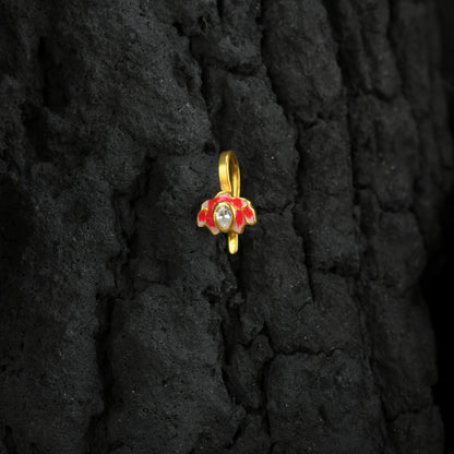 Holy Lotus Gold Plated Silver Nose Pin