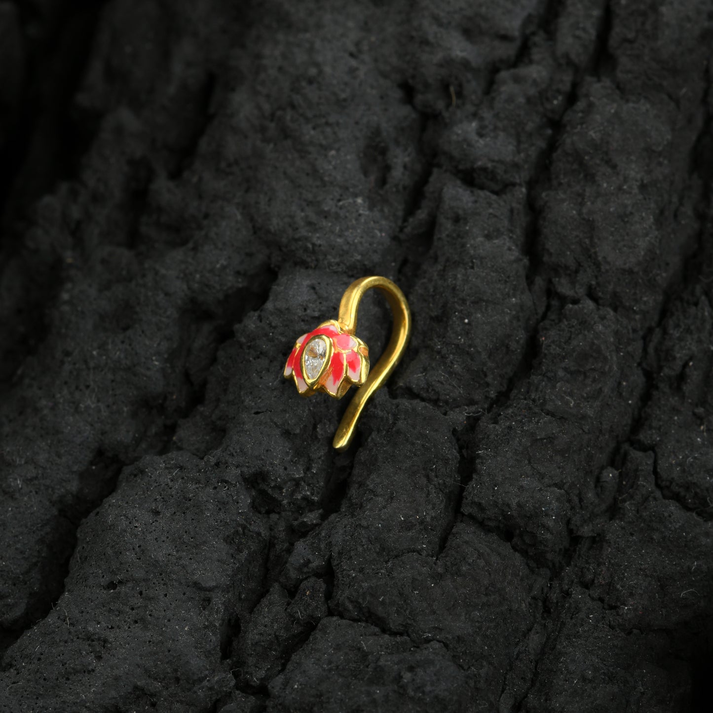 Holy Lotus Gold Plated Silver Nose Pin