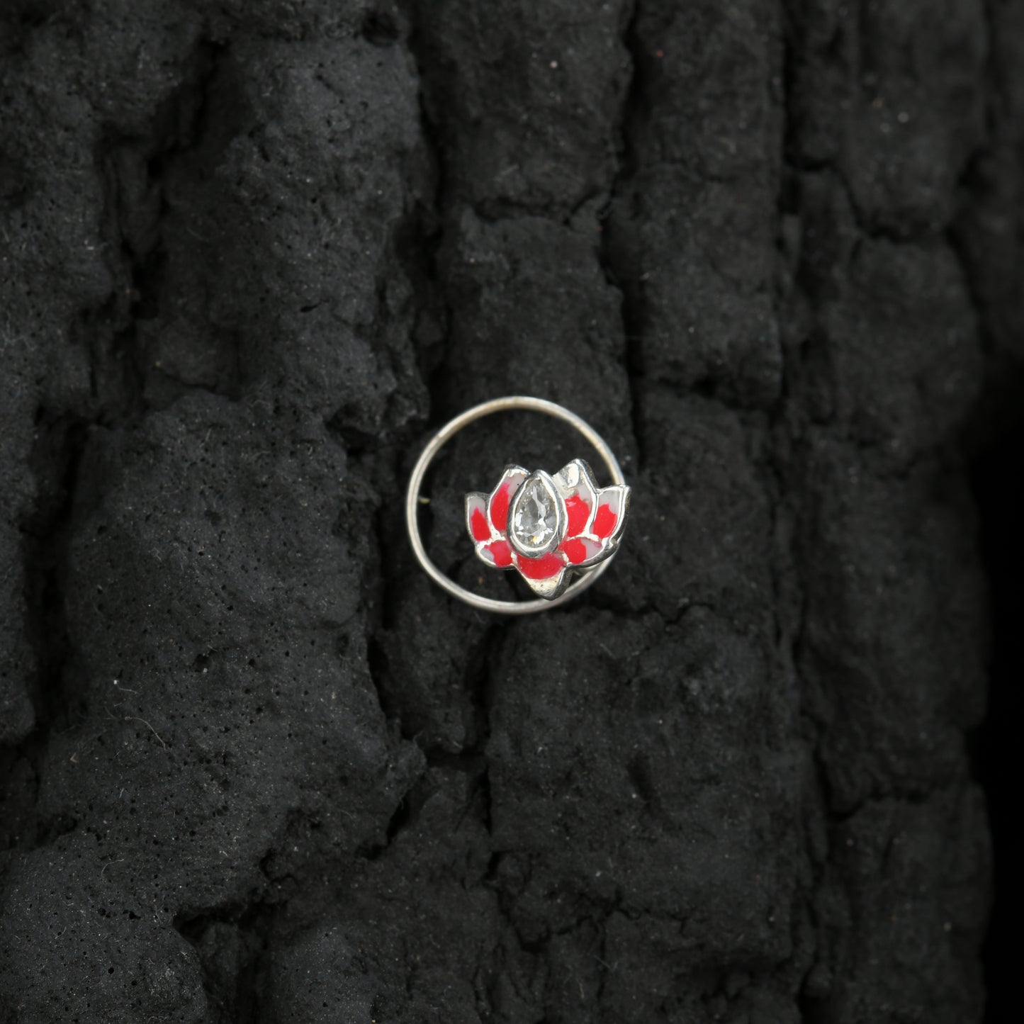 Holy Lotus Enamel Silver Nose Pin