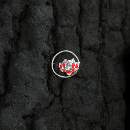 Holy Lotus Enamel Silver Nose Pin