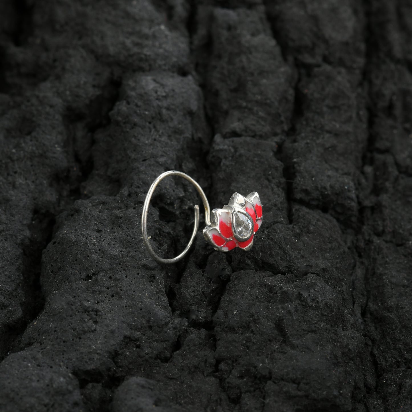 Holy Lotus Enamel Silver Nose Pin