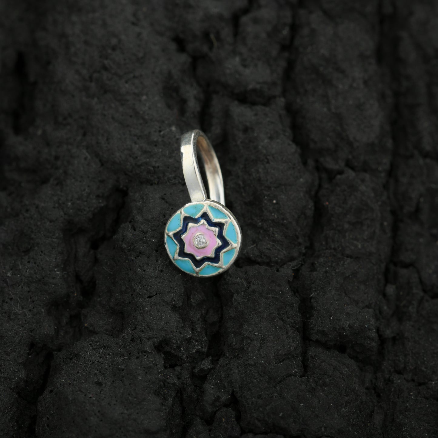 Blue Star Silver Nose Pin