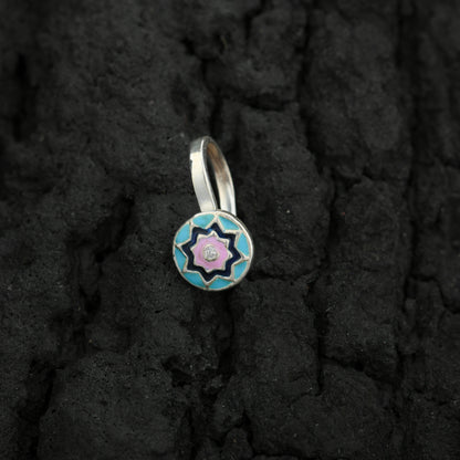 Blue Star Silver Nose Pin