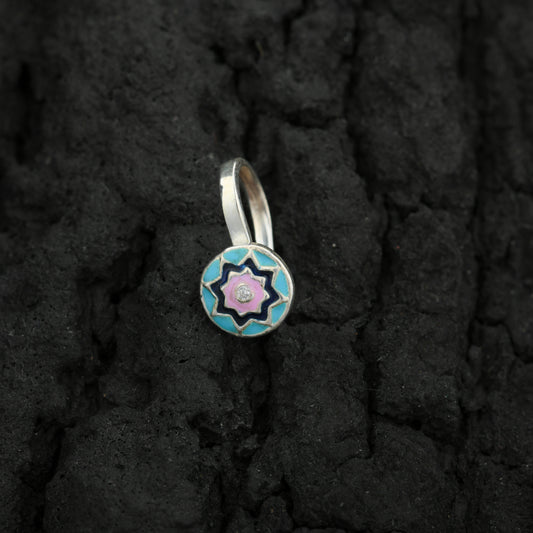 Blue Star Silver Nose Pin