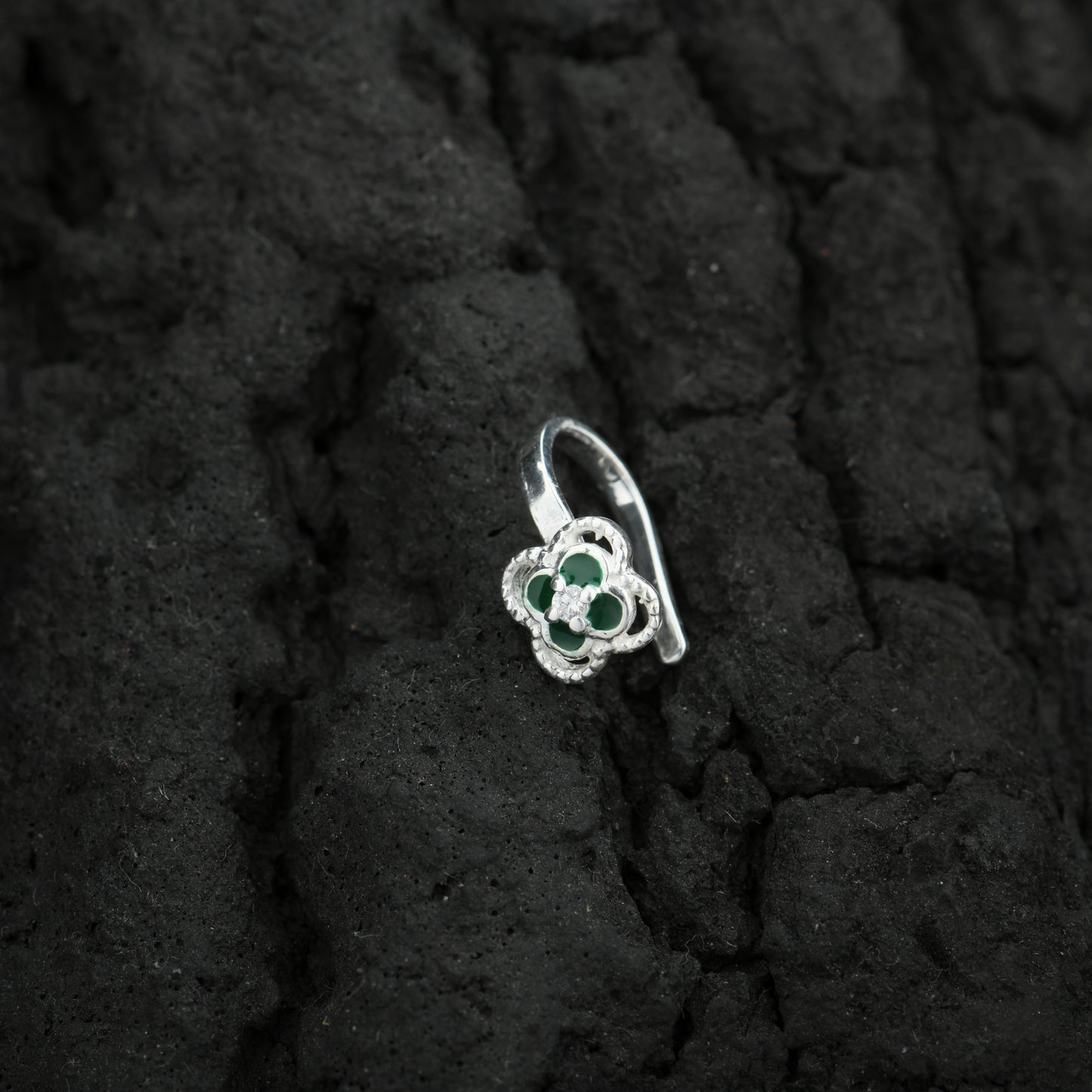 The Clover Silver Enamel Nose Pin