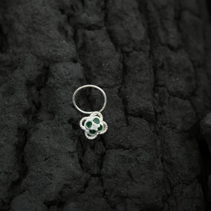 The Clover Silver Enamel Nose Pin
