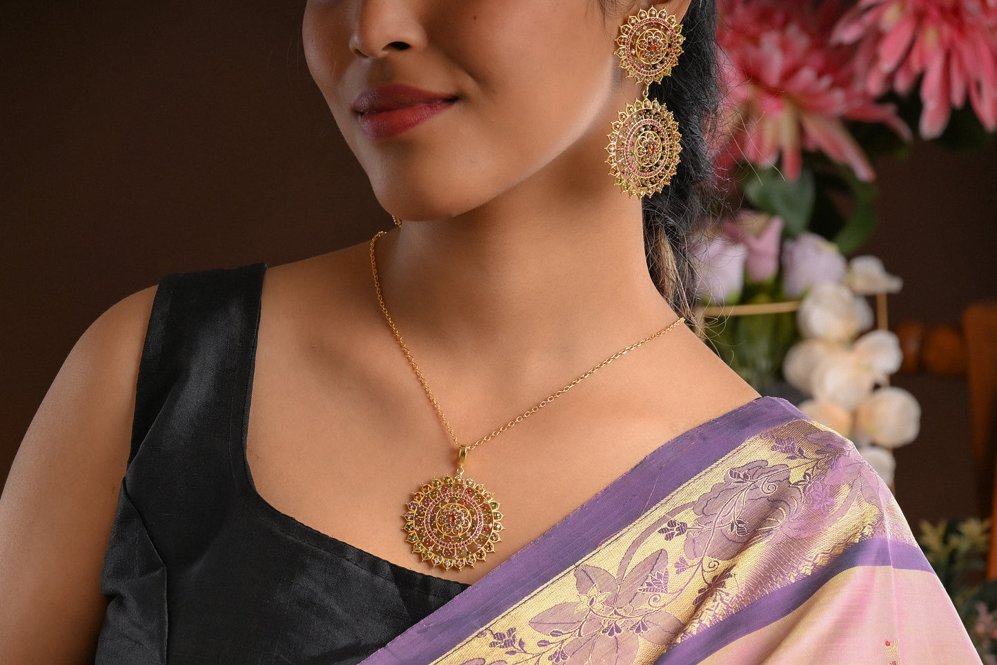 Heera Panna Pendant Set