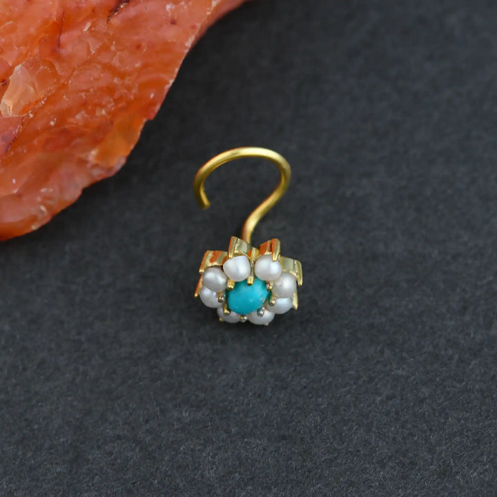Moti Phool Gold Plated Silver Wire Nose Pin – Totapari