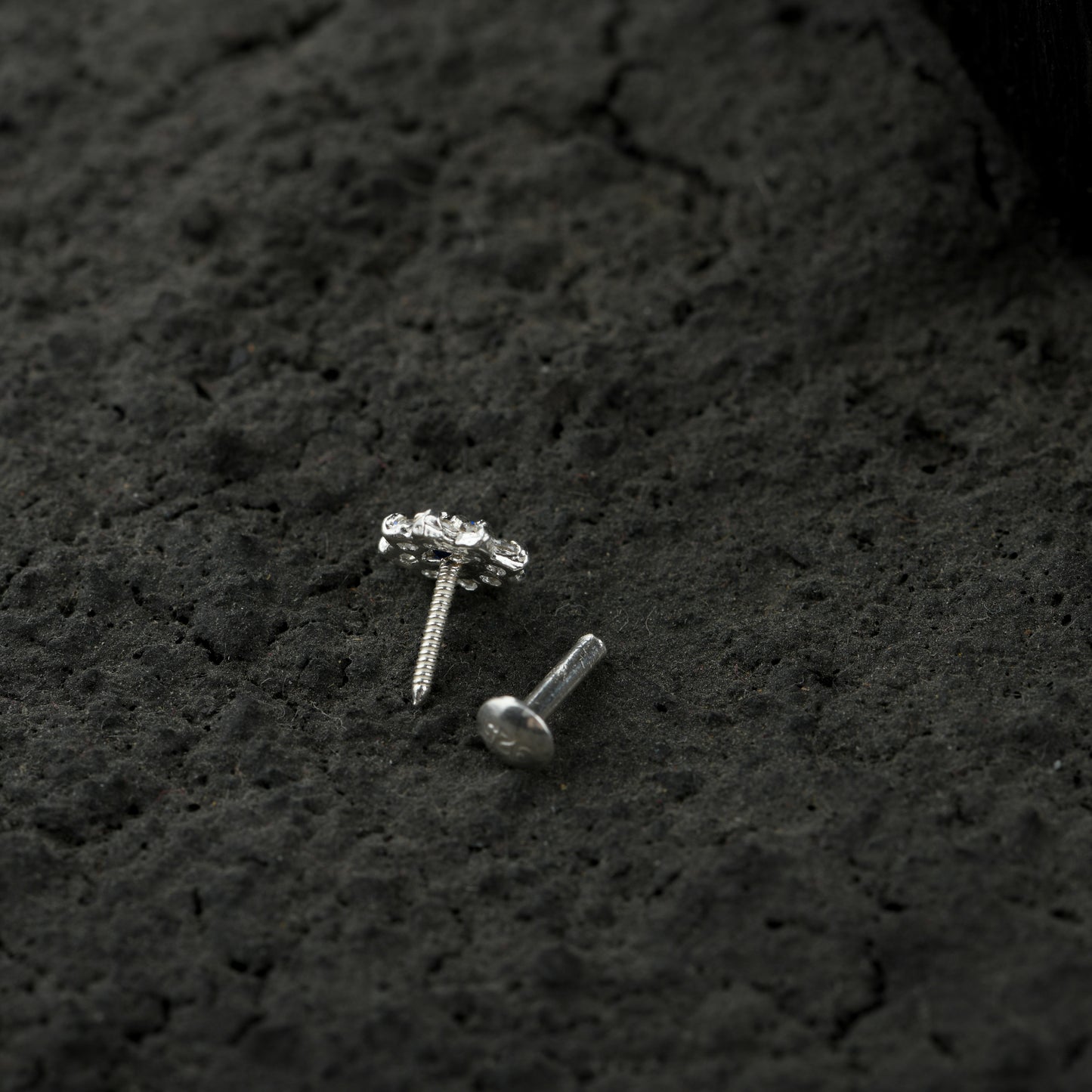 Blue Star CZ Silver Nose Pin