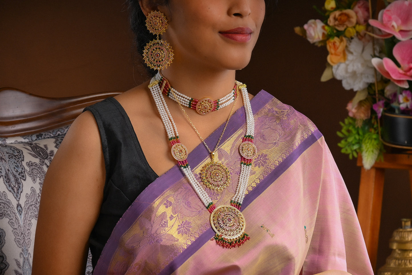 Heera Panna Pendant Set