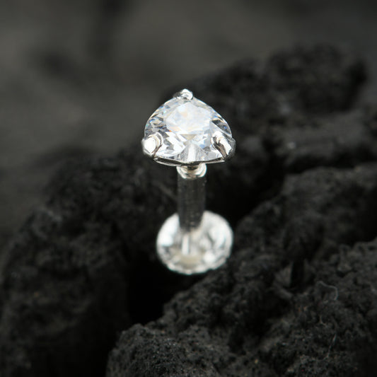 Heart Solitaire CZ Silver Nose Pin