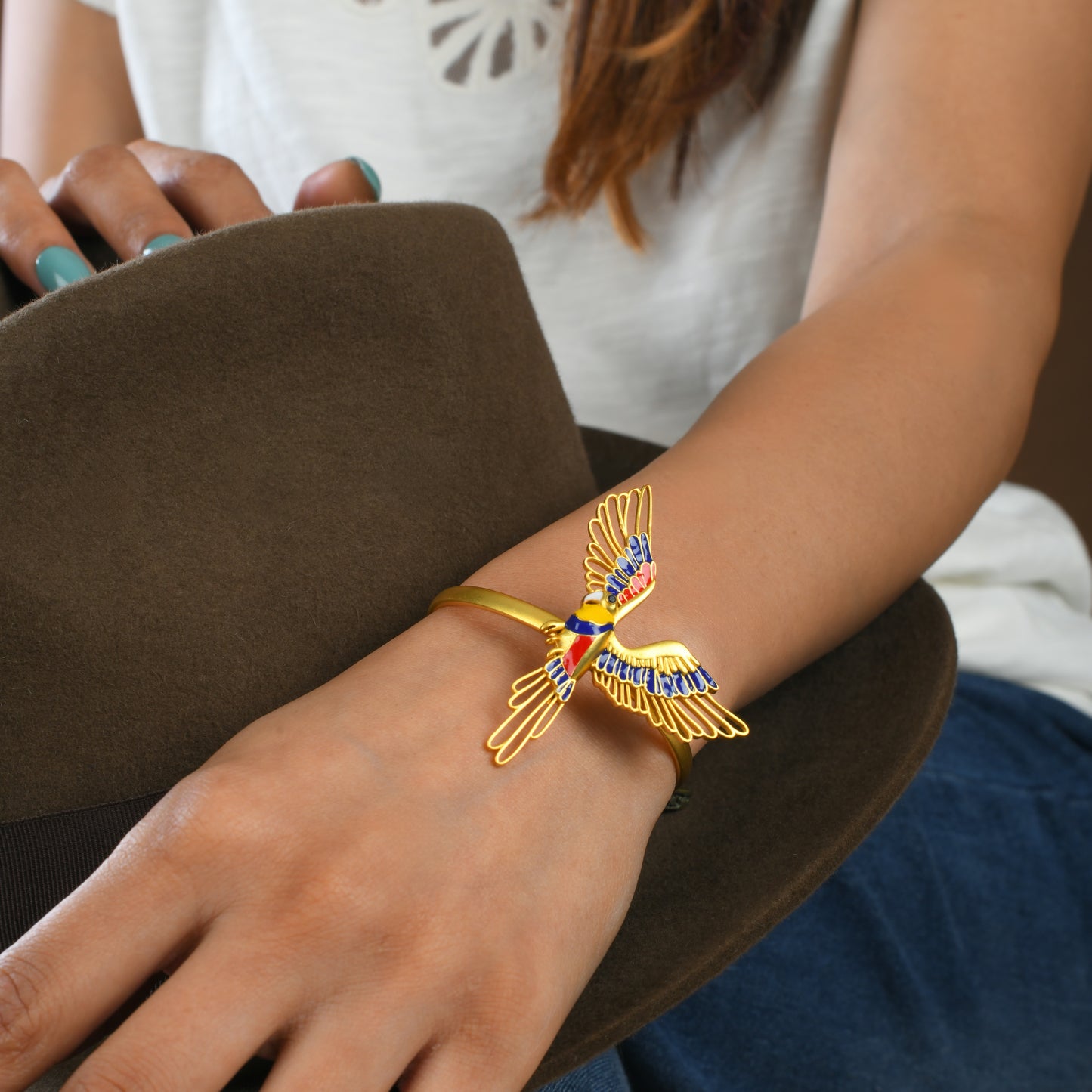 Corbett Plum Head Parrot Cuff Bracelet