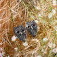 Mystic Owl: Garnet and Marcasite Sterling Silver Earring