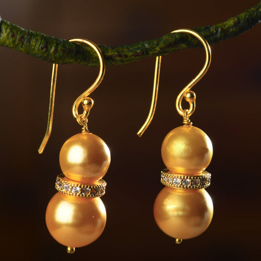 Golden Sunset Pearl Earrings