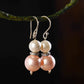 Pastel Pink Zircon Pearl Earrings