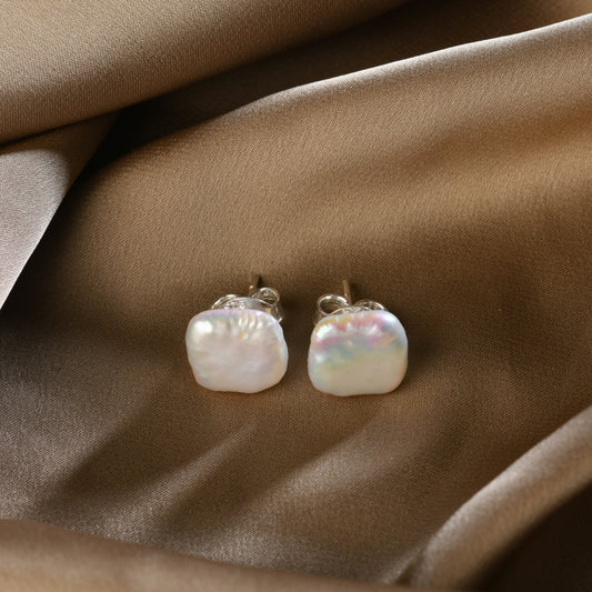 Square Freshwater Pearl Studs
