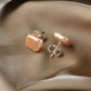 Peach Square Freshwater Pearl Studs