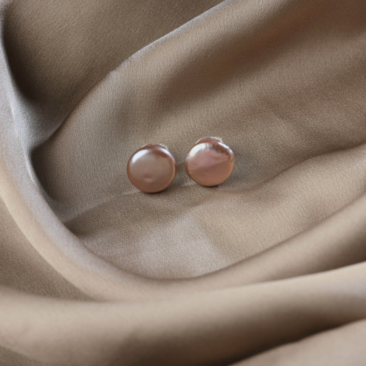 Stylish Lavender Freshwater Coin Pearl Studs