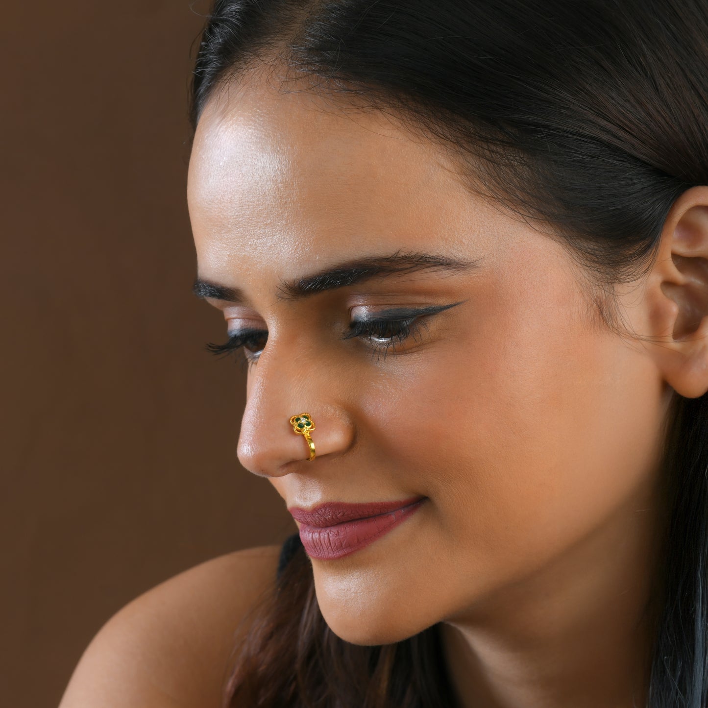 Clover Leaf Enamel Silver Nose Pin