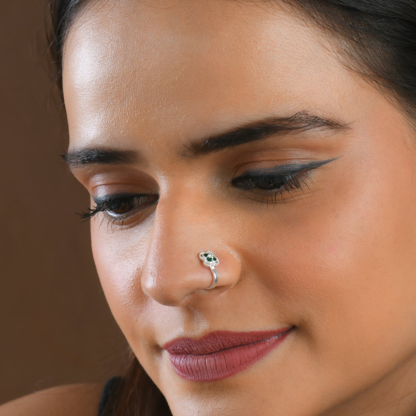 The Clover Silver Enamel Nose Pin