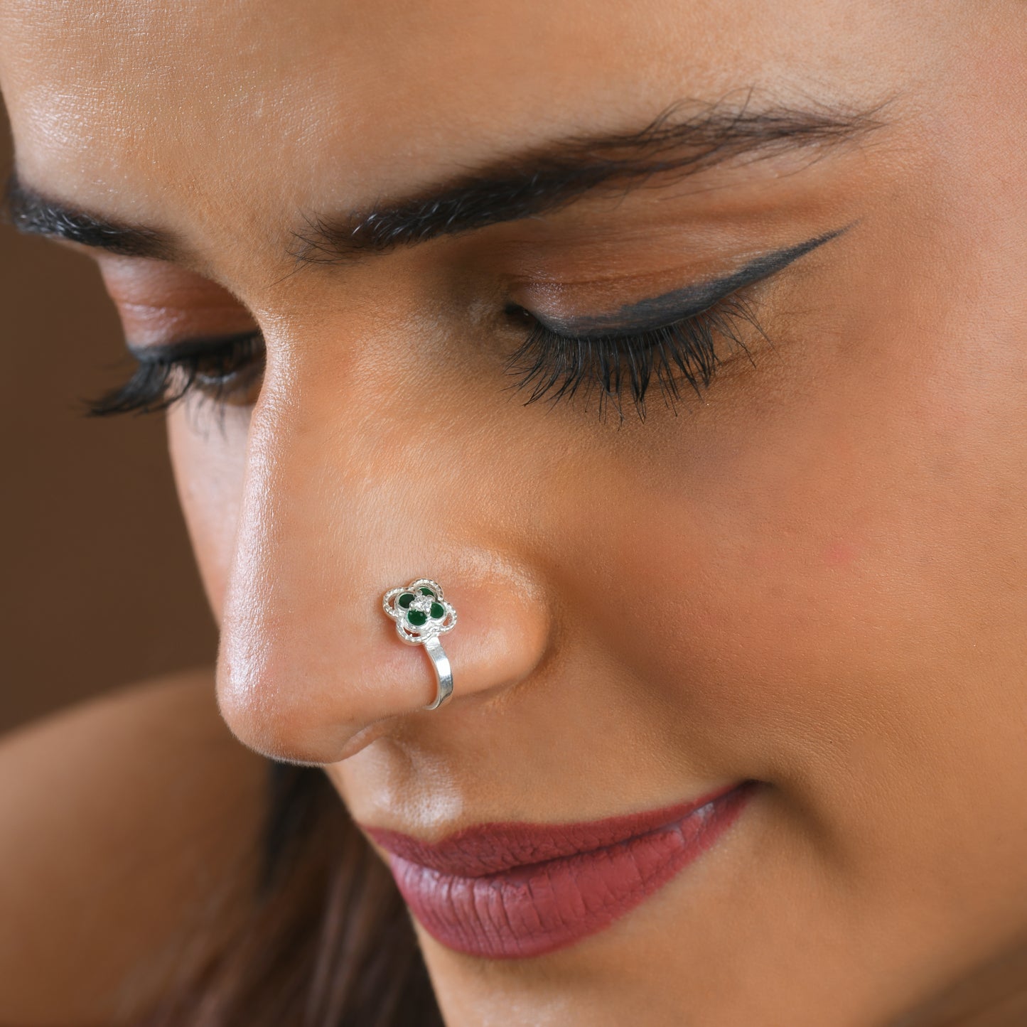 The Clover Silver Enamel Nose Pin