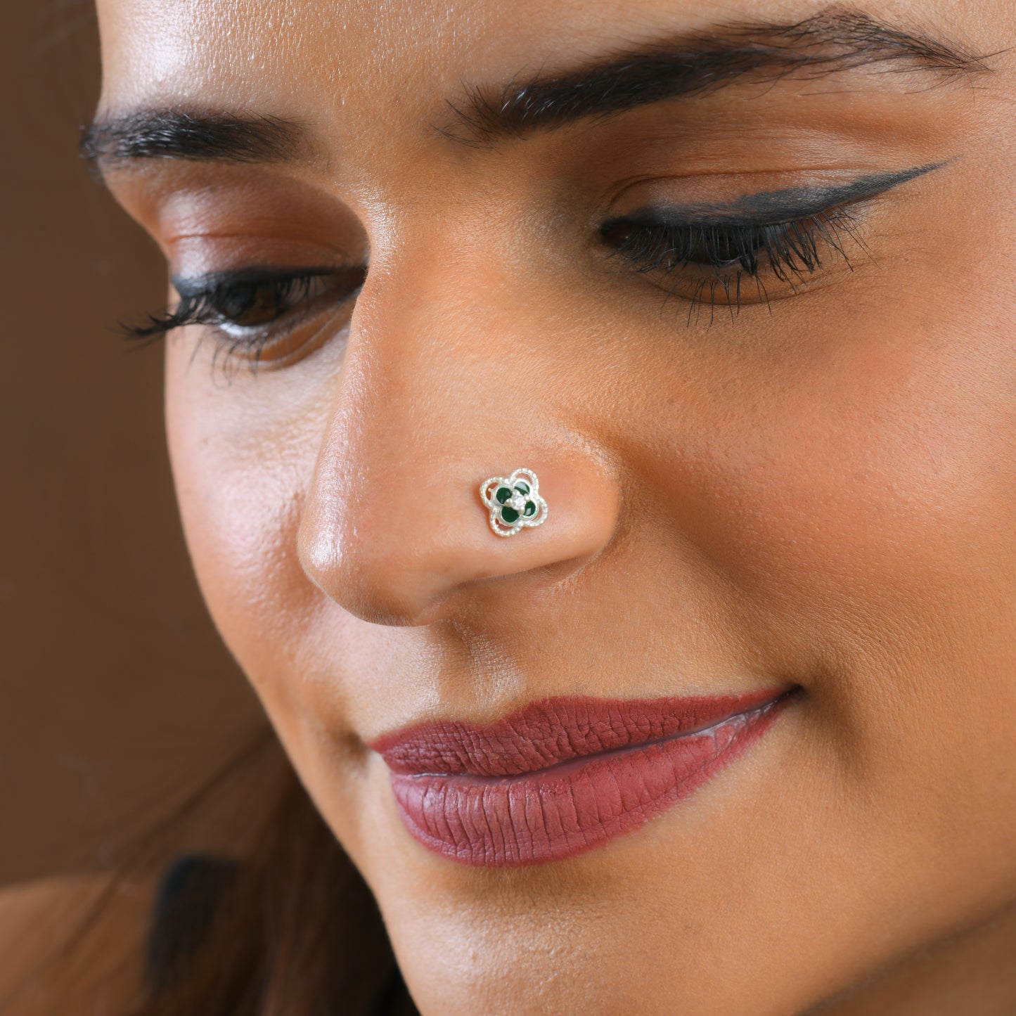 The Clover Silver Enamel Nose Pin