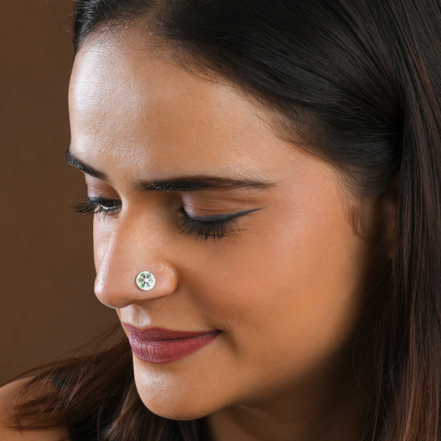 Pinwheel Enamel Silver Nose Pin