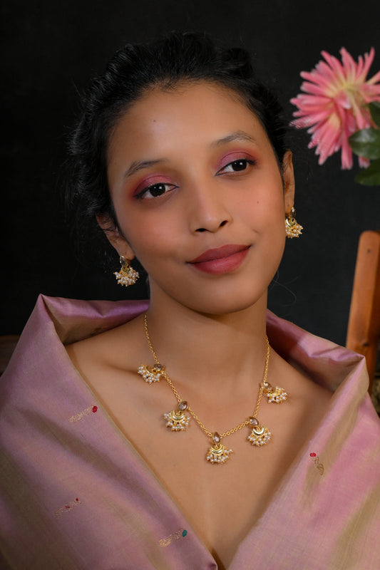 Half Moon Crystal Festive Necklace Set