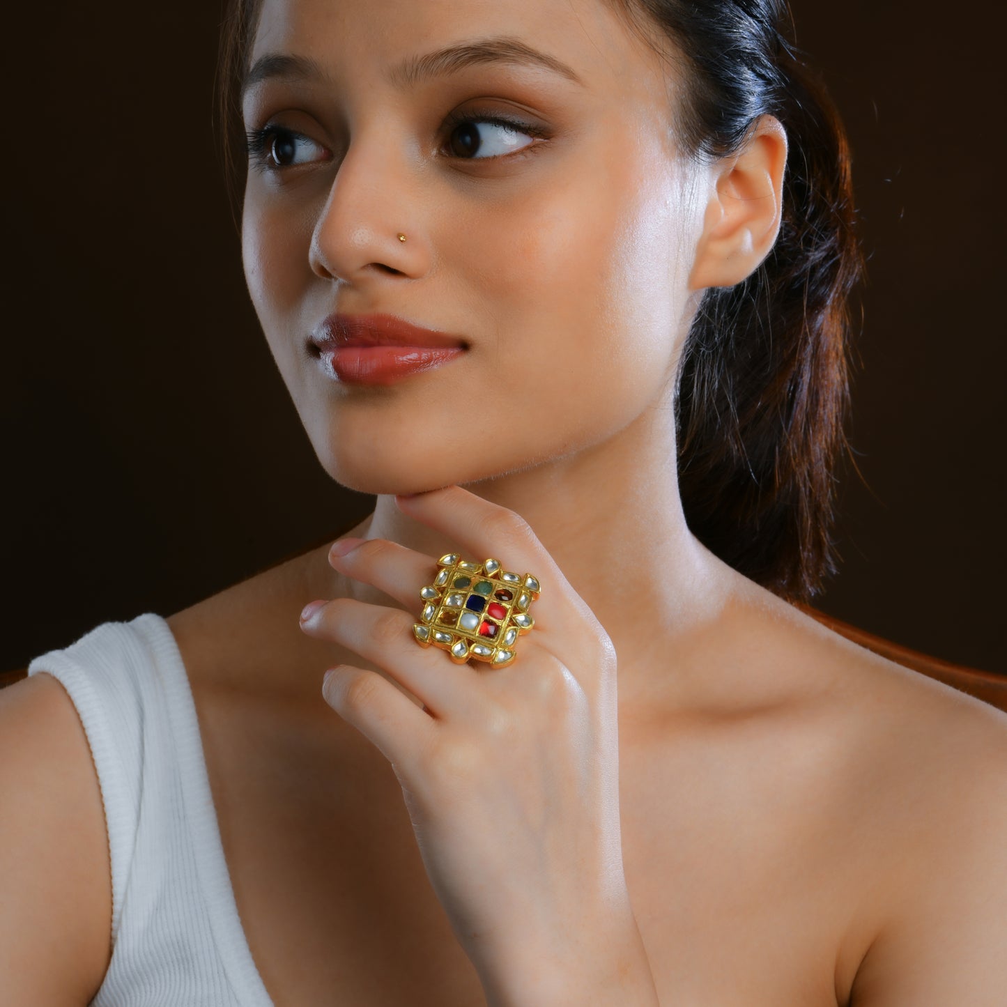 Wedding Navratna Silver Ring
