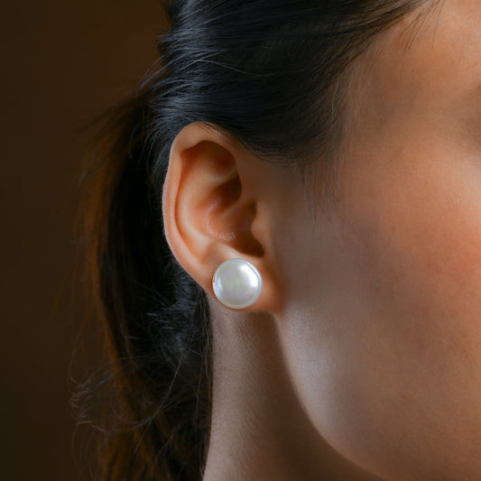 Coin Pearl Studs