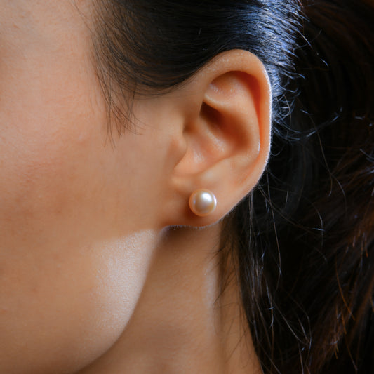 Peach Freshwater Pearl Studs(8 mm)