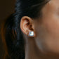 Peach Square Freshwater Pearl Studs