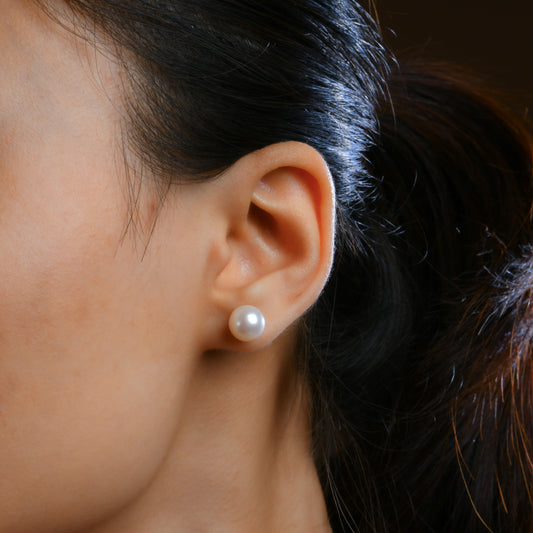 Perfect Round Fresh Water Pearl Studs