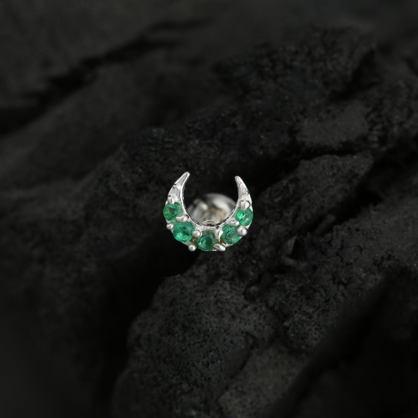 CZ Moon Silver Nose Pin