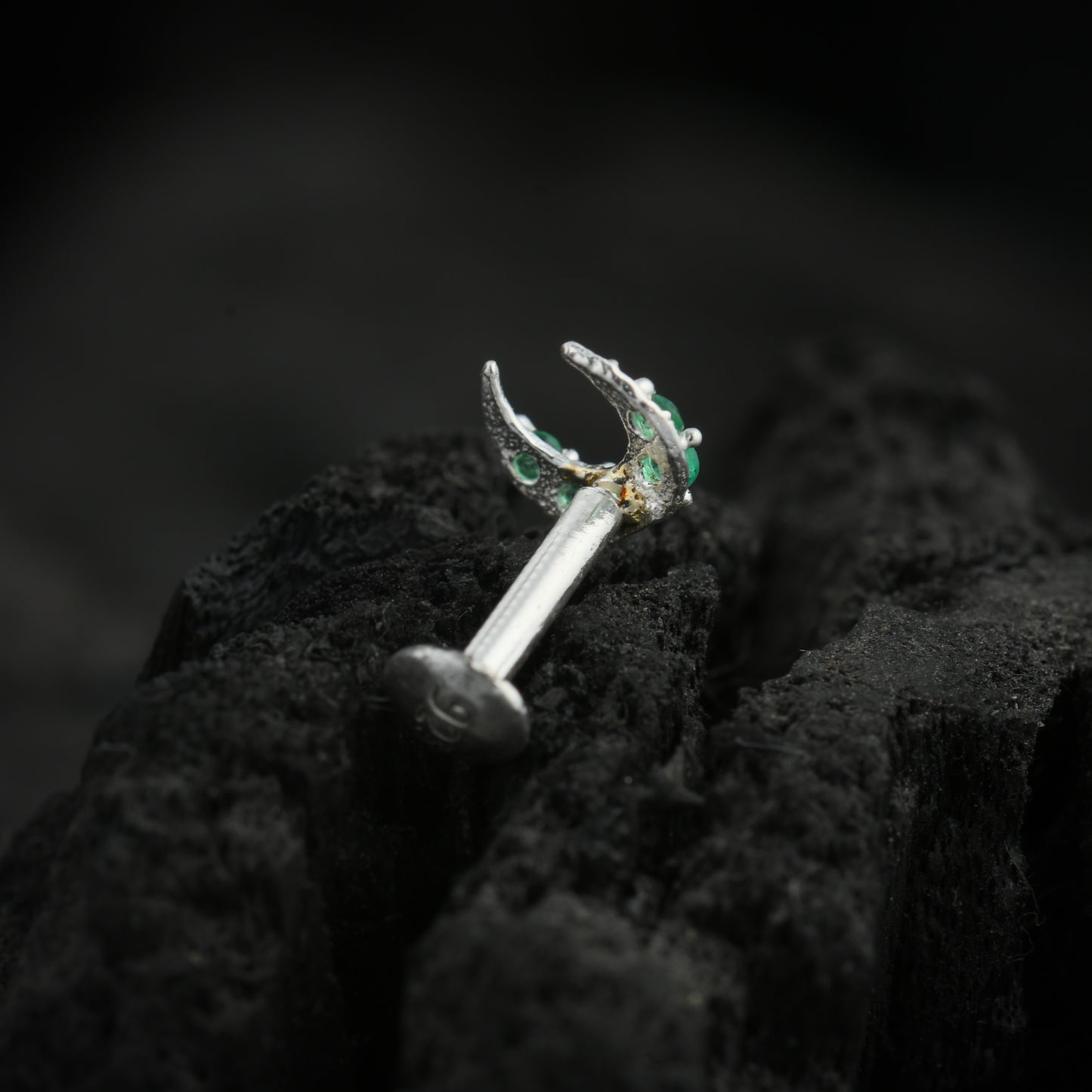 CZ Moon Silver Nose Pin