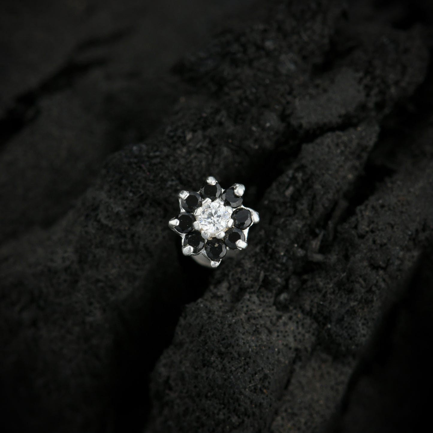 Suchitra Silver CZ Nose Pin