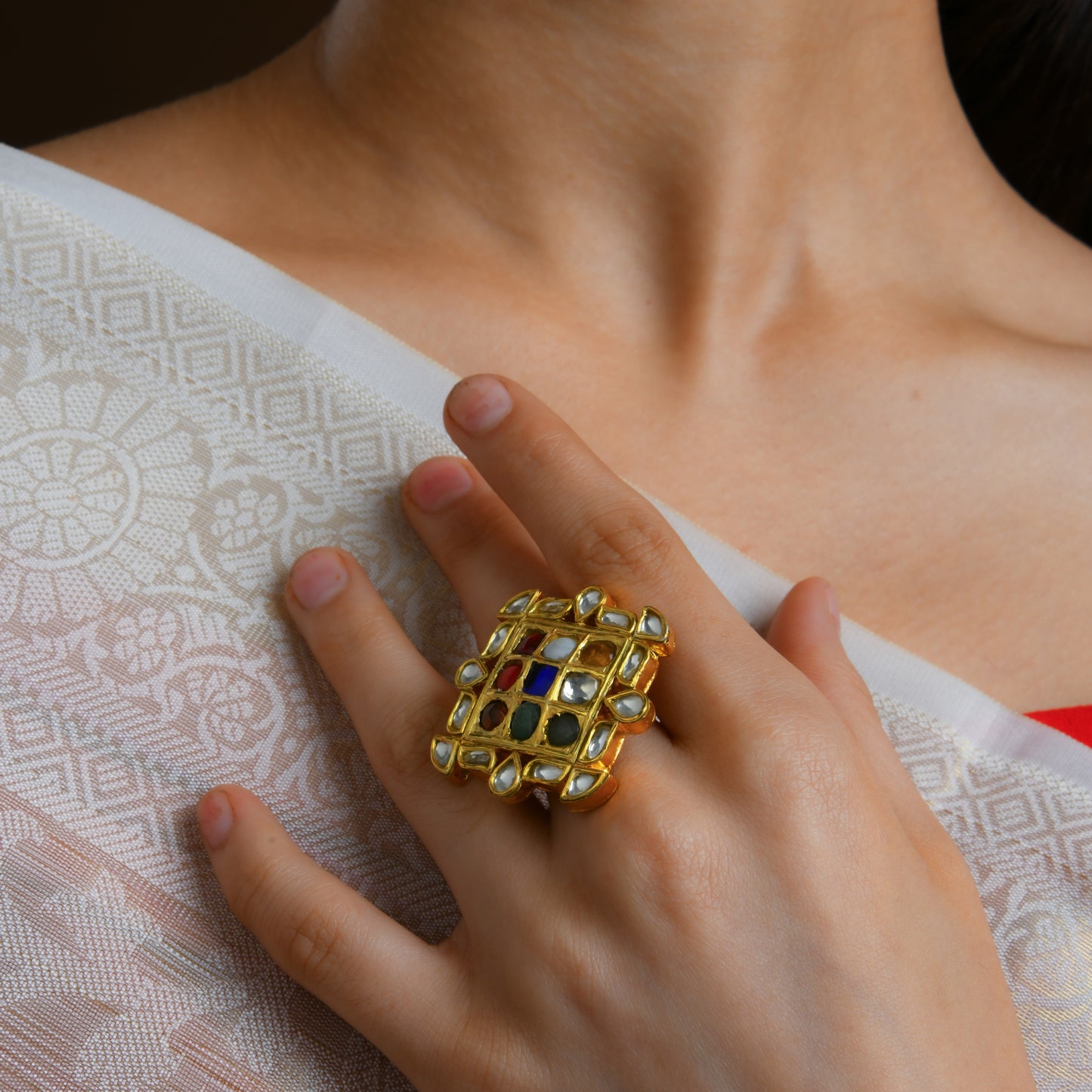 Wedding Navratna Silver Ring